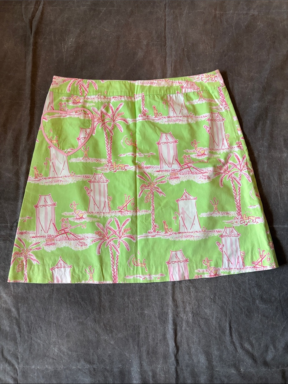 Vintage Lilly Pulitzer Loise Heart Pocket Skirt in Cabana Banana size 12